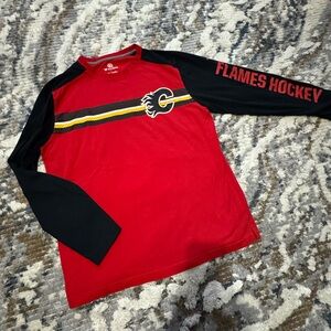 Calgary Flames Fanatics Red Crewneck T-Shirt